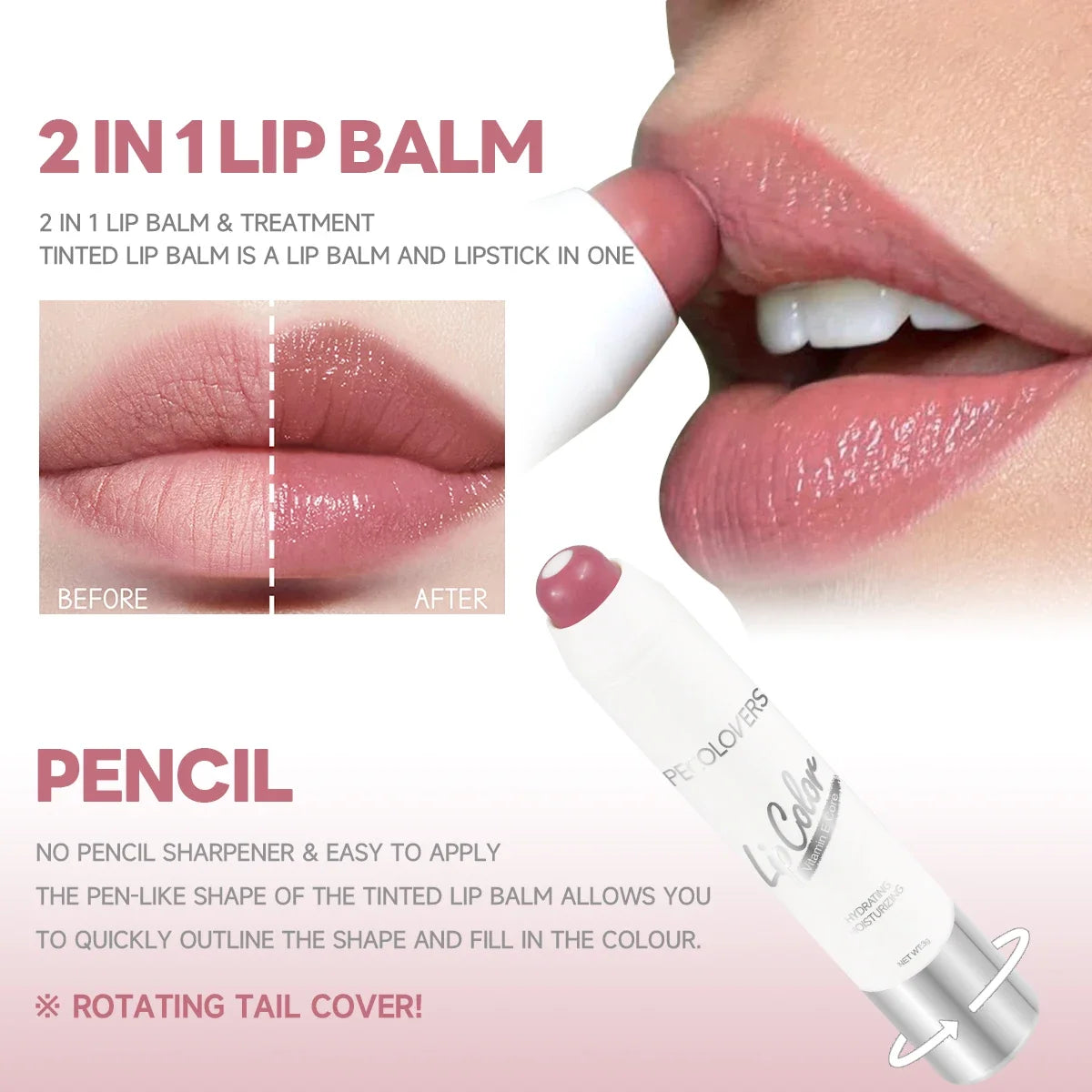 2-in-1 Matte Lipstick & Lip Balm – 6 Nude & Red Shades, Long-Lasting & Moisturizing