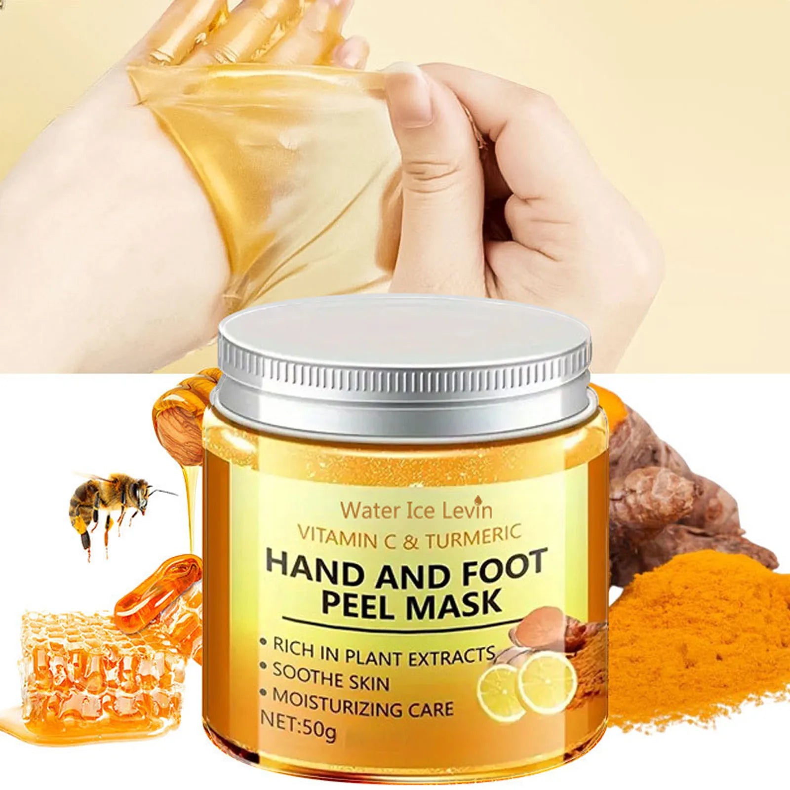 Vitamin C & Turmeric Hand & Foot Skin Mask – Moisturizing & Exfoliating Wax Cream (1/3/5/10 Pcs)